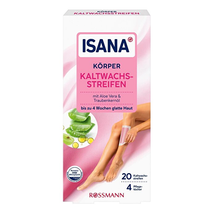 Isana Cold Wax Strip for Smooth Hair Removal on Sensitive Skin - Aloe Vera & Grape Seed Oil Infused