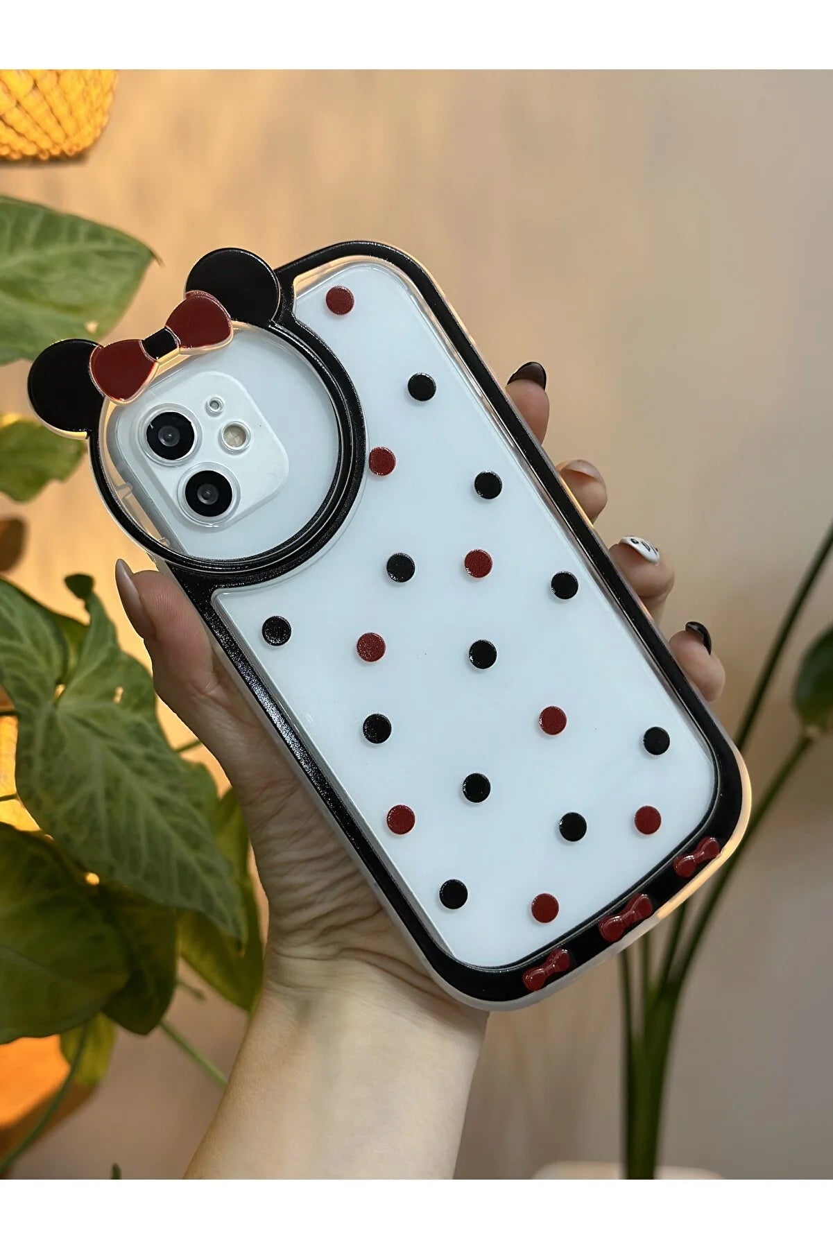 Special Design Thick Silicone Protective Case for iPhone 11 - Mickey Mouse 3D Cartoon Character with Black Ears, Compatible with 3rd and 4th Generations