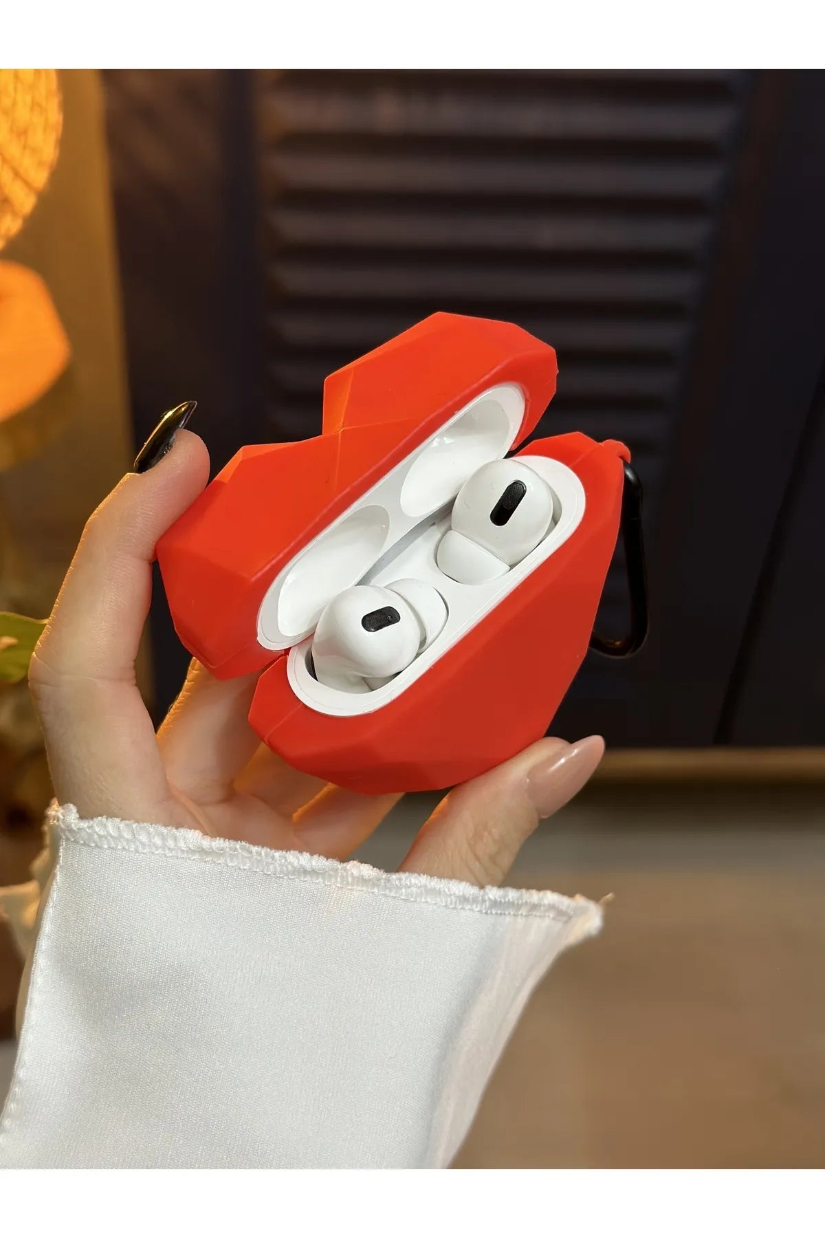 Premium Silicone Protective Case for Apple AirPods (3rd Gen & 4th Gen) - Durable, Shockproof Cover with Keychain Accessory - Vibrant Red