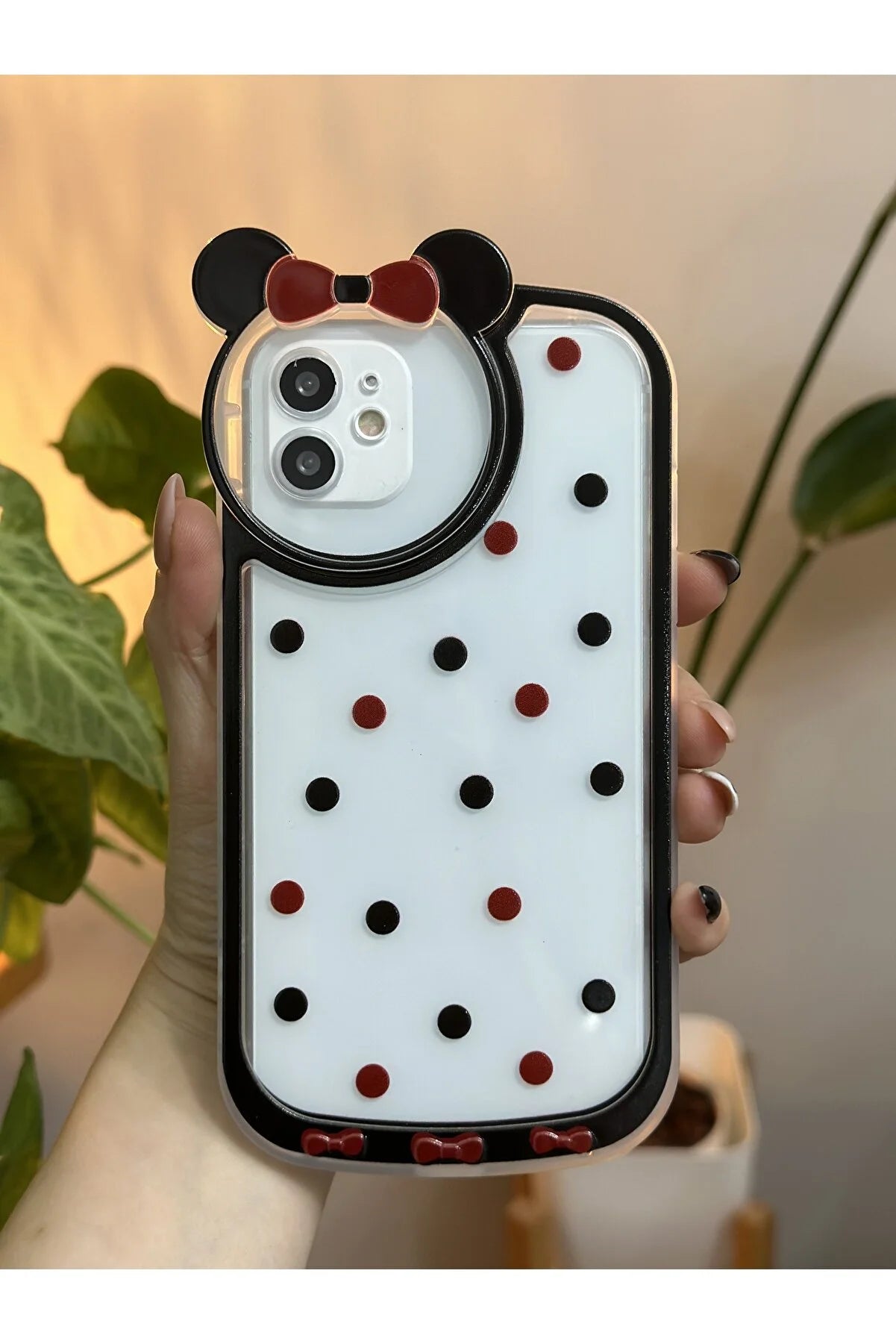 Special Design Thick Silicone Protective Case for iPhone 11 - Mickey Mouse 3D Cartoon Character with Black Ears, Compatible with 3rd and 4th Generations