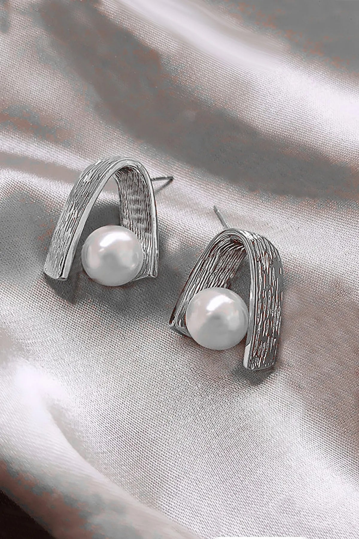 Elegant Pearl Design Silver Earrings for Women - Convertible Link Hoop Earrings