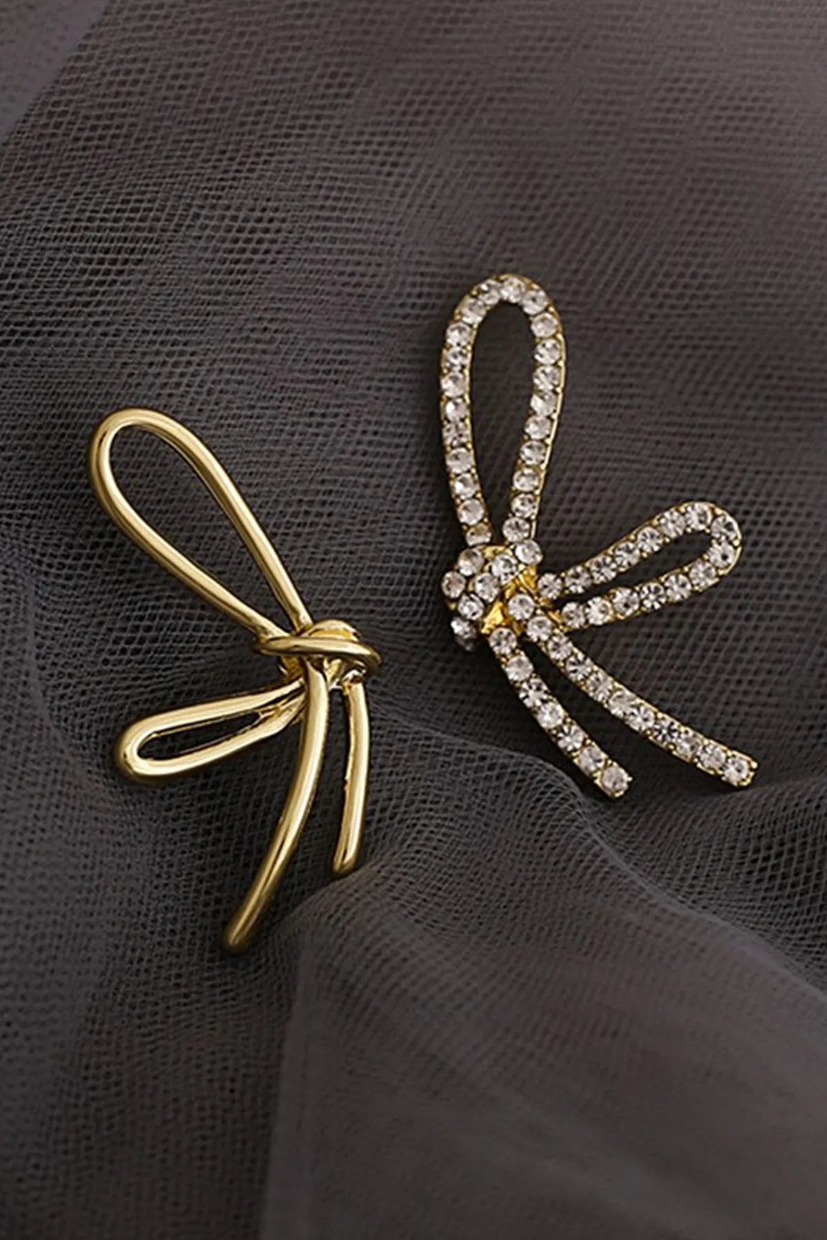 Women's White Stone Knot Design Gold Color Earrings