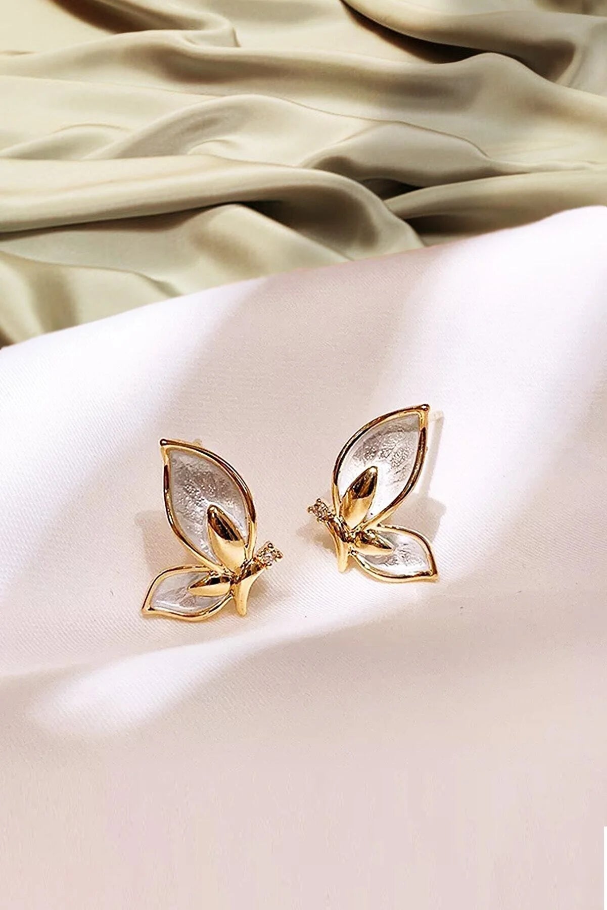 Vintage Helen Leaf Earrings with Zircon Stones - Nickel-Free Brass, Butterfly Theme, Daily Wear, Convertible Link Design