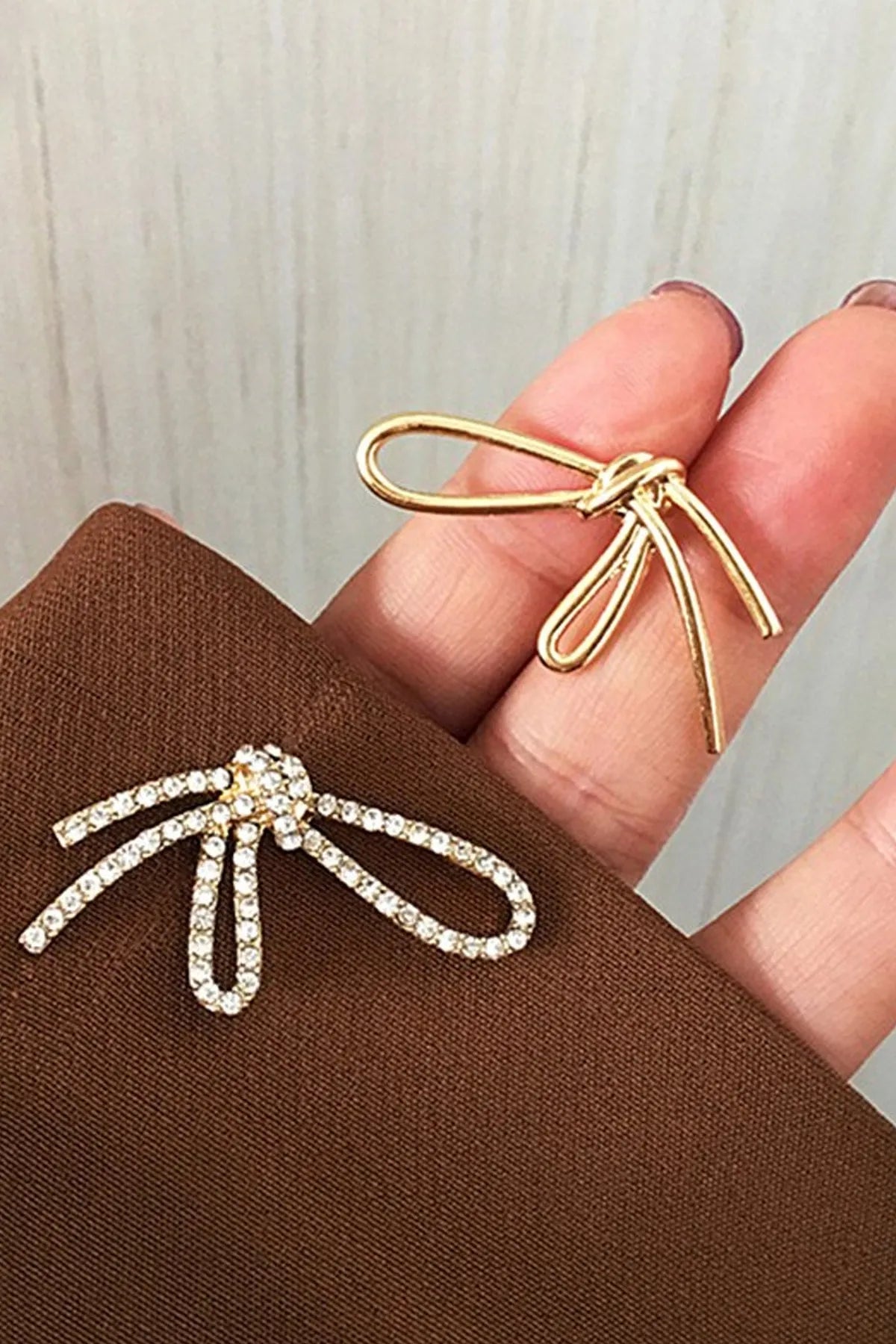 Women's White Stone Knot Design Gold Color Earrings
