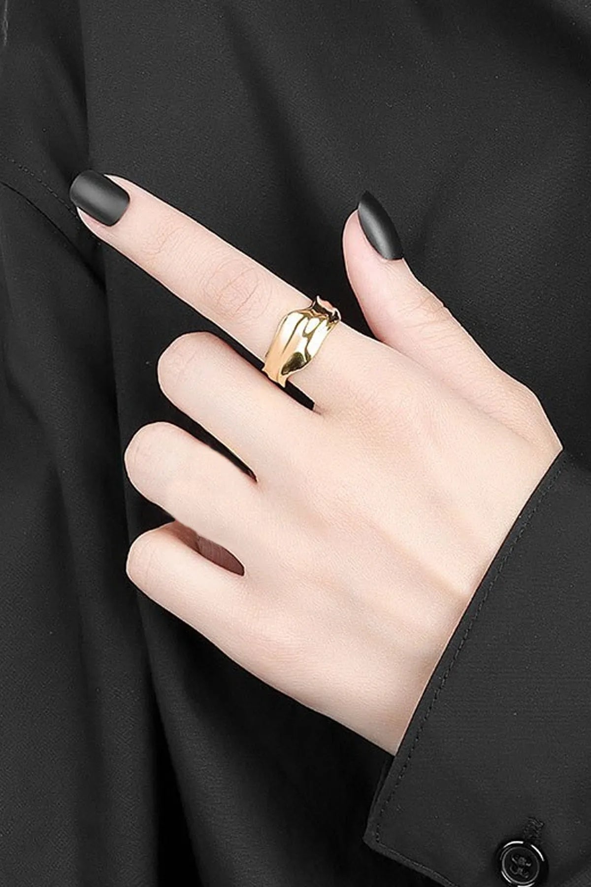 Women's Gold Color Design Ring with Adjustable Size