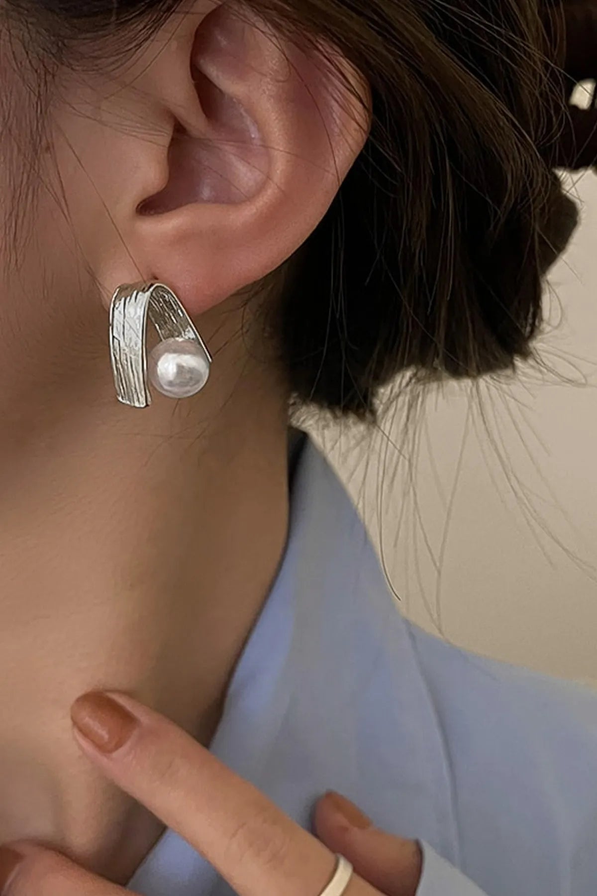 Elegant Pearl Design Silver Earrings for Women - Convertible Link Hoop Earrings