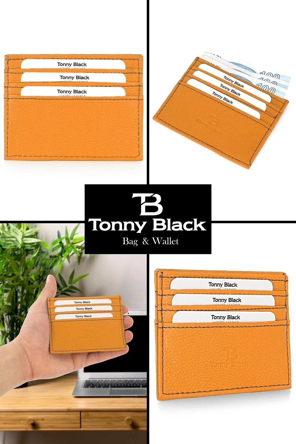 Original Boxed Unisex Super Slim Leather Thin Model Credit Card & Business Card Holder in Yellow