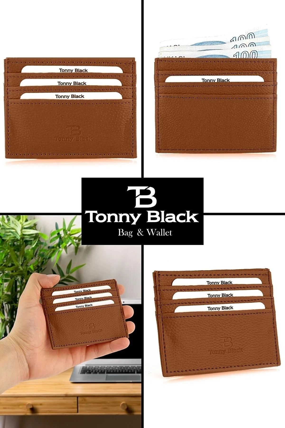 Original Boxed Unisex Super Slim Leather Thin Model Credit Card & Business Card Holder in Tan
