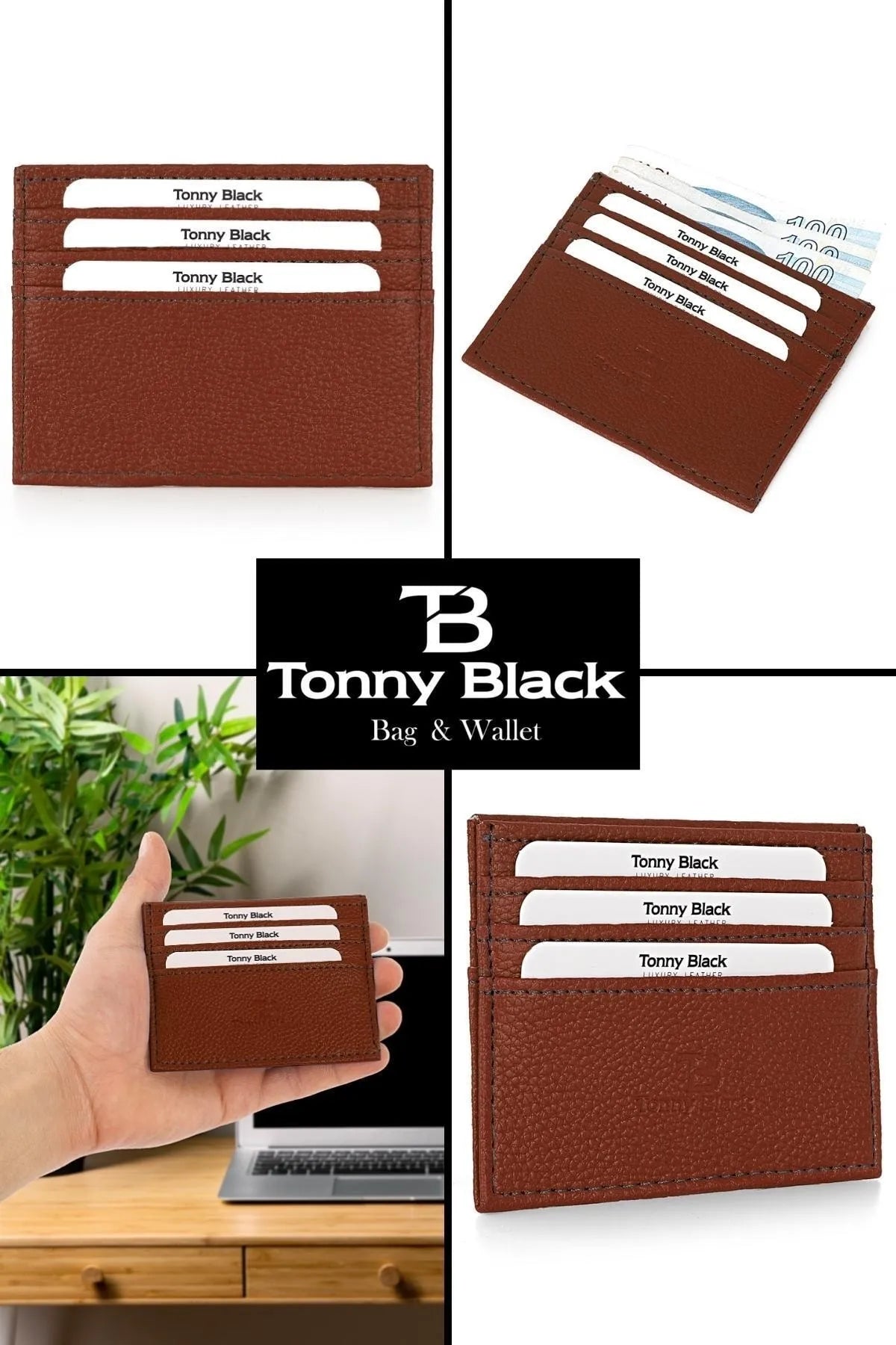 Original Boxed Unisex Super Slim Leather Thin Model Credit Card & Business Card Holder in Brown